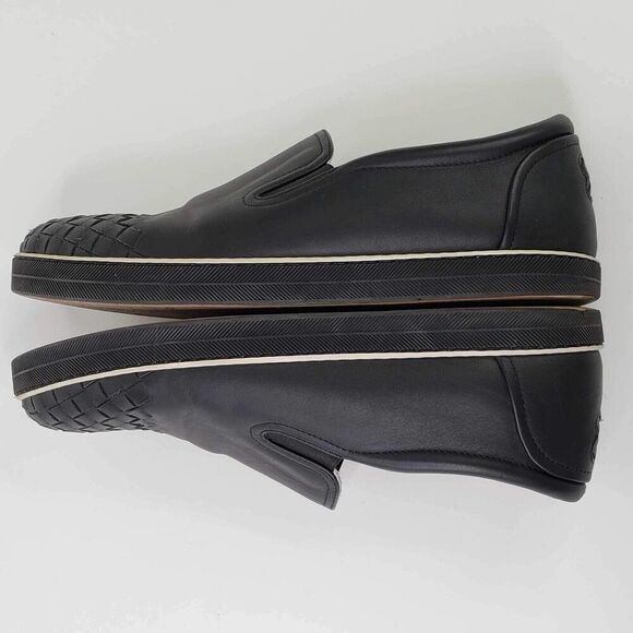 Bottega Veneta Slip On Shoes Black Leather Braided Low Top Men’s 39 US 9